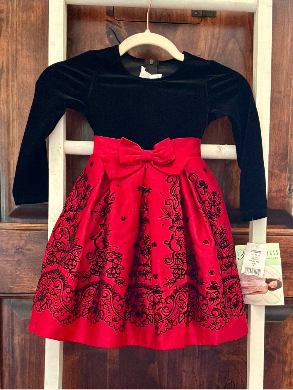 Lovers + Friends Black Velvet Top with Red Floral Satin Skirt